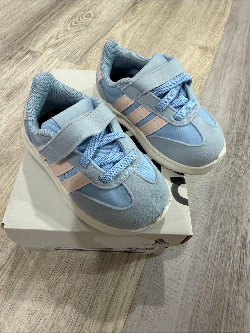 adidas Light Blue and Pink Kids Low-Top Sneakers